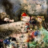 Jos&eacute; De Le&oacute;n. La casa de la luna. :: 1980.  100x100cm.  mixta/madera