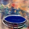 Jos&eacute; De Le&oacute;n. Gran embalse de sangre azul. :: 1991.  190x220cm.  mixta/lienzo
