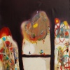 Jos&eacute; De Le&oacute;n. Escalera al vacío tinto. :: 2003.  146x97cm.  óleo/lino