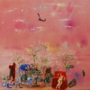 Jos&eacute; De Le&oacute;n. Picasso y el cielo rosa. :: 2004.  110x130cm.  óleo/lino