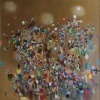 Jos&eacute; De Le&oacute;n. Baile de los anónimos. :: 2003.  162x130cm.  óleo/lino