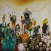 Jos&eacute; De Le&oacute;n. La esfinge de las desnudas cabezas. :: 2008.  200x200cm.  óleo/lino