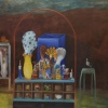 Jos&eacute; De Le&oacute;n. La cigueña y el león. :: 2006.  114x146cm.  óleo/lino