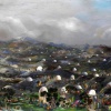 Jos&eacute; De Le&oacute;n. Paisaje de las esporas. :: 2006.  132x195cm.  óleo/lino